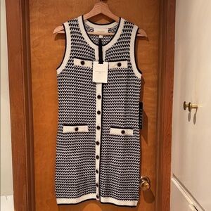 Pomander Place Black and White Knit Mini Dress